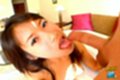 Licking spent cock cum on her face