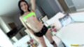 Nantawan standing top raised small breasts wearing shorts
